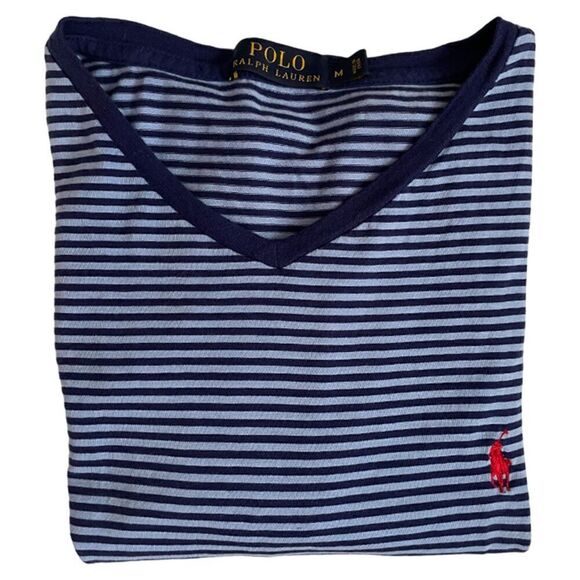 Polo Ralph Lauren Striped Navy & Blue short sleeve T-Shirt Size M - Picture 4 of 8